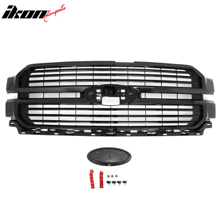 Fits 24-26 Ford F-150 King Ranch Lariat Platinum Front Mesh Grille Gloss Black