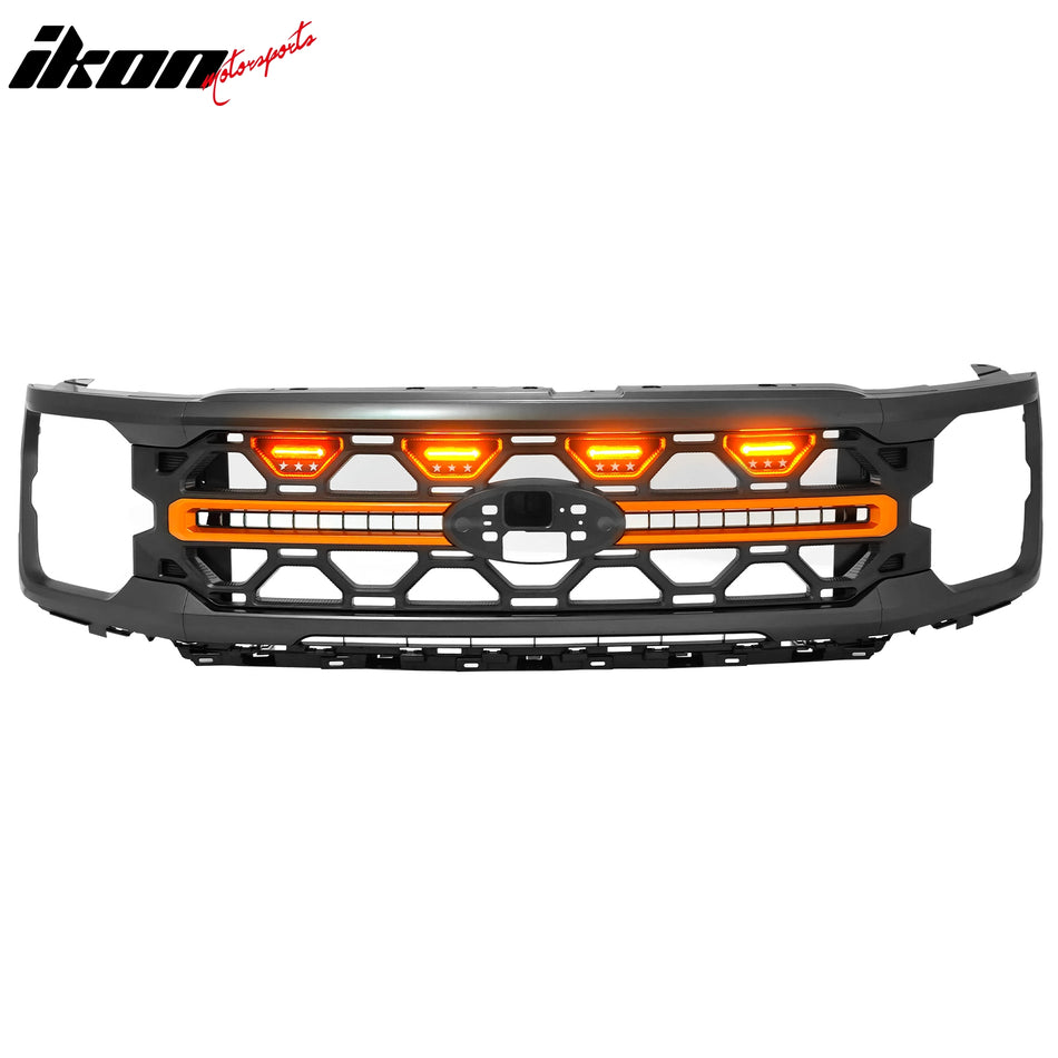 2024-2026 Ford F-150 XL STX XLT Tremor Style Gray Grille W/ Yellow LED ABS
