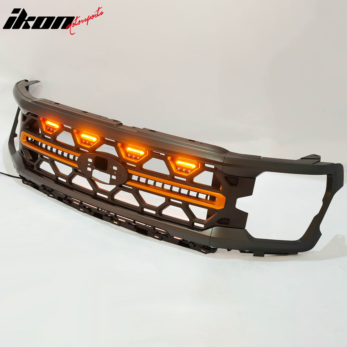 Fits 24-26 Ford F-150 XL STX XLT Tremor Style Front Mesh Grille Gray W/ LED ABS