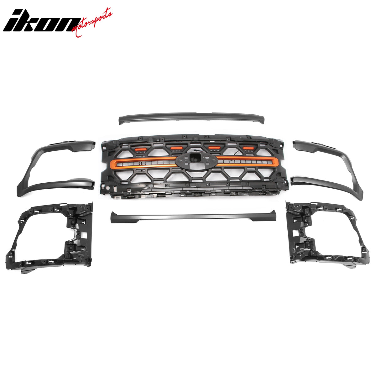 Fits 24-26 Ford F-150 XL STX XLT Tremor Style Front Mesh Grille Gray W/ LED ABS