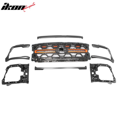 Fits 24-26 Ford F-150 XL STX XLT Tremor Style Front Mesh Grille Gray W/ LED ABS