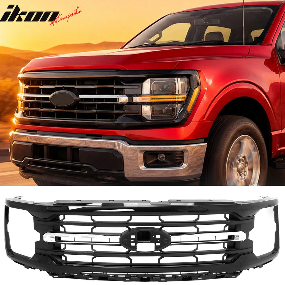 2024-2026 Ford F-150 XL STX XLT Tremor XLT Style Gloss Black Grille ABS