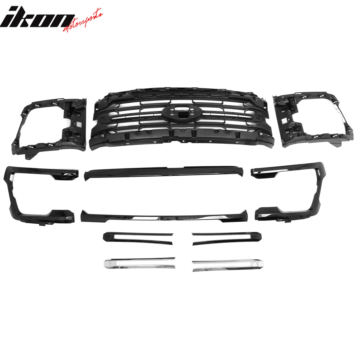 Fits 24-26 Ford F-150 XL STX XLT Tremor XLT Style Front Mesh Grille Gloss Black