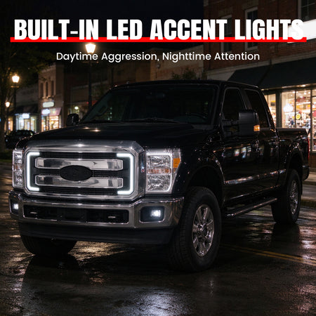 For 11-16 Ford F-250 F-350 F-450 F-550 Super Duty Lariat Grille Cover Chrome LED