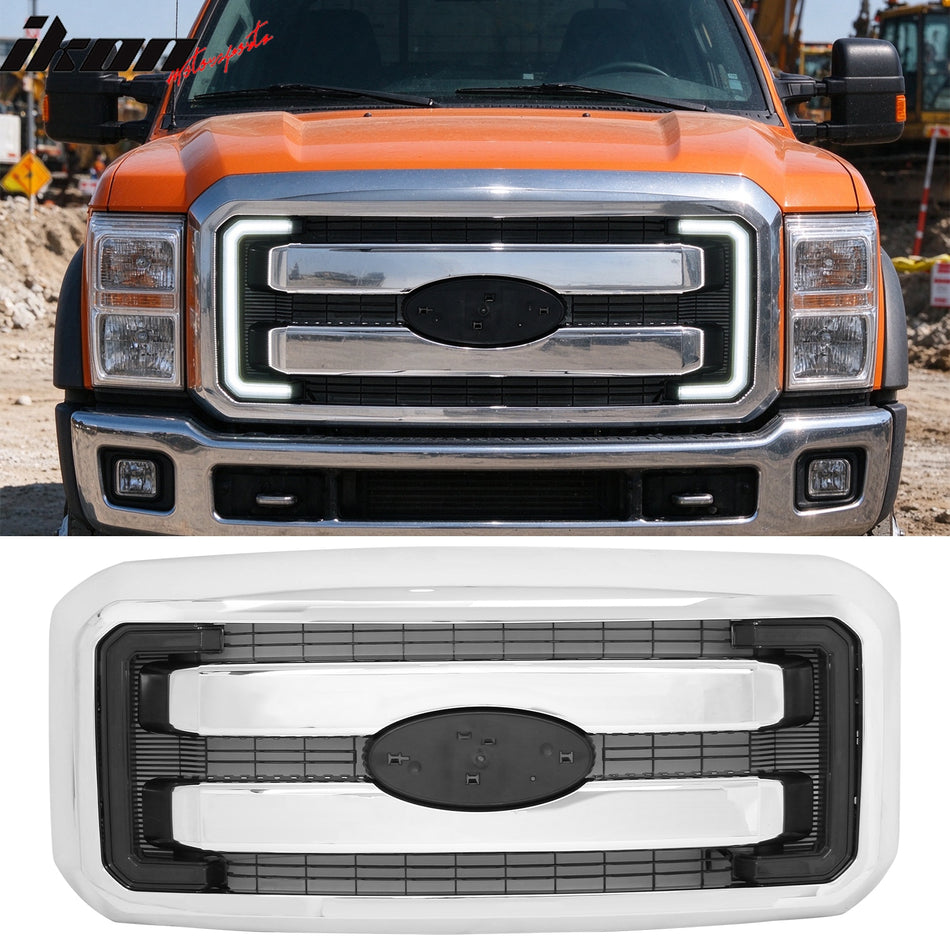 2011-2016 Ford F-250 F-350 F-450 F-550 Super Duty Lariat Style Chrome Grille ABS + PP