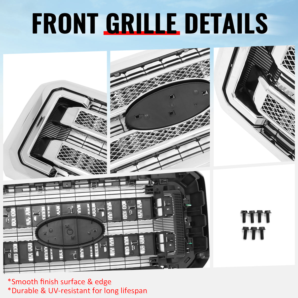 Fits 11-16 Ford F-250 F-350 F-450 F-550 Super Duty Platinum Grille Cover Chrome