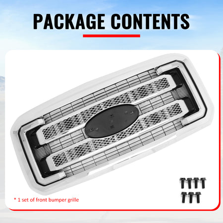 Fits 11-16 Ford F-250 F-350 F-450 F-550 Super Duty Platinum Grille Cover Chrome