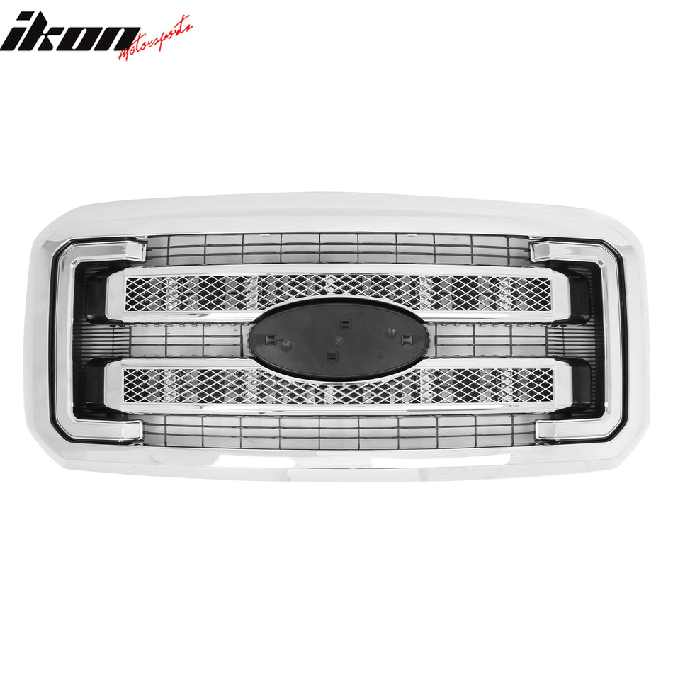 2011-2016 Ford F-250 F-350 F-450 F-550 Super Duty Platinum Style Chrome Grille ABS + PP