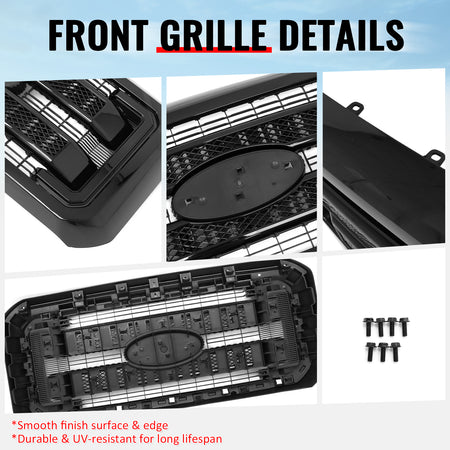 Fits 11-16 Ford F-250 F-350 F-450 F-550 Super Duty Platinum Grille Gloss Black