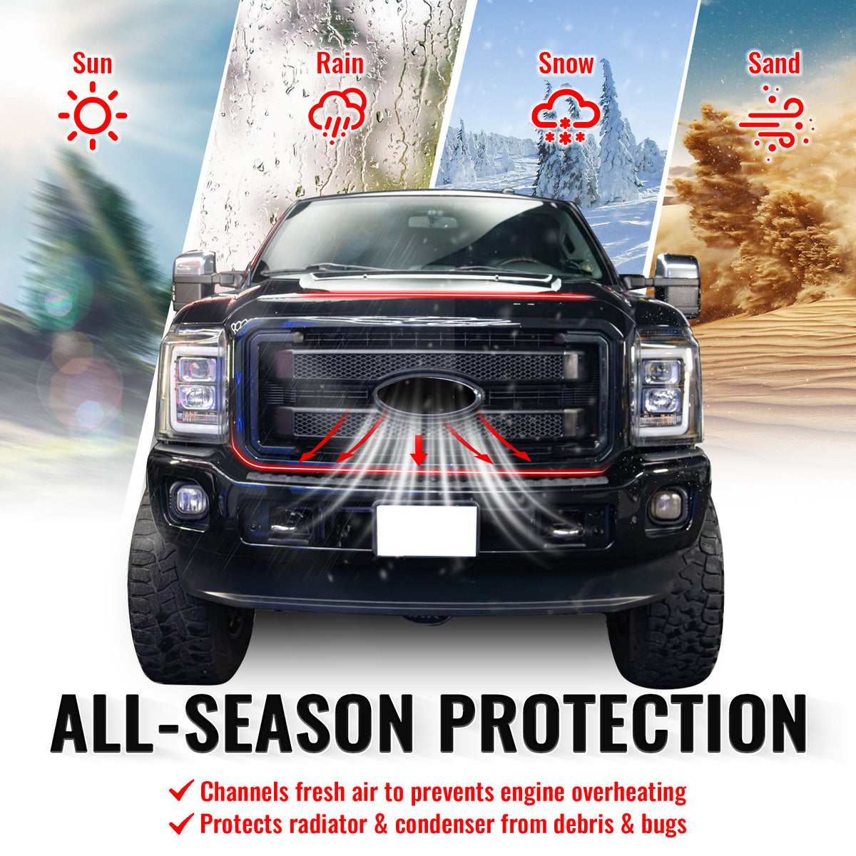 Fits 11-16 Ford F-250 F-350 F-450 F-550 Super Duty Platinum Grille Gloss Black