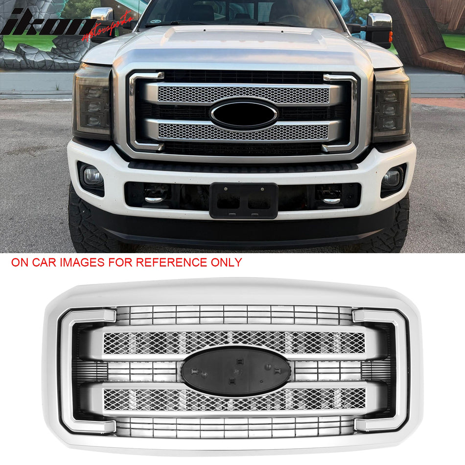 2011-2016 Ford F-250 F-350 F-450 F-550 Super Duty Platinum Style Pearl Nickel Grille ABS + PP