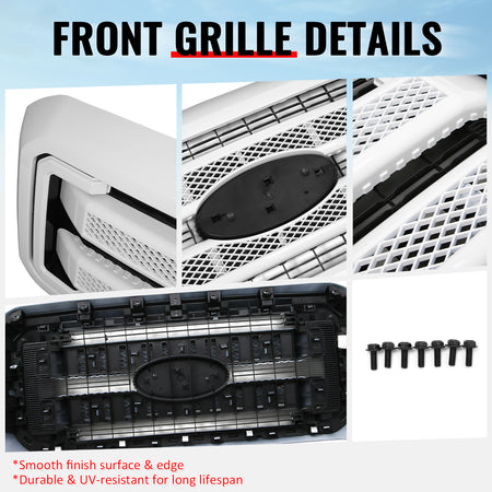 Fits 11-16 Ford F-250 F-350 F-450 F-550 Super Duty Platinum Grille Oxford White