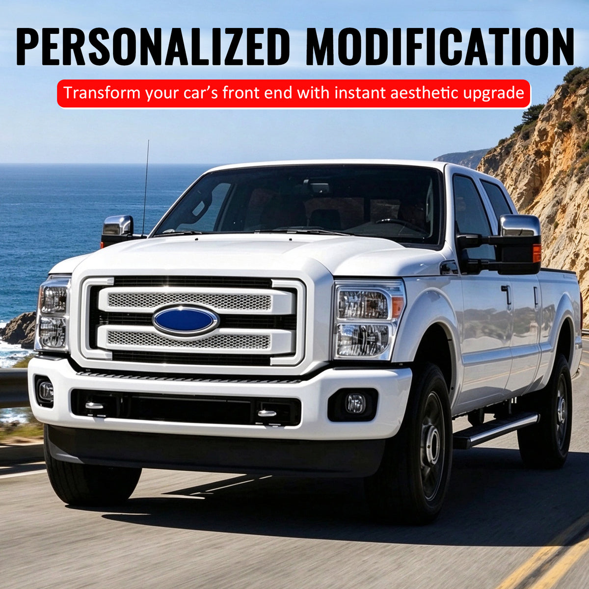 Fits 11-16 Ford F-250 F-350 F-450 F-550 Super Duty Platinum Grille Oxford White