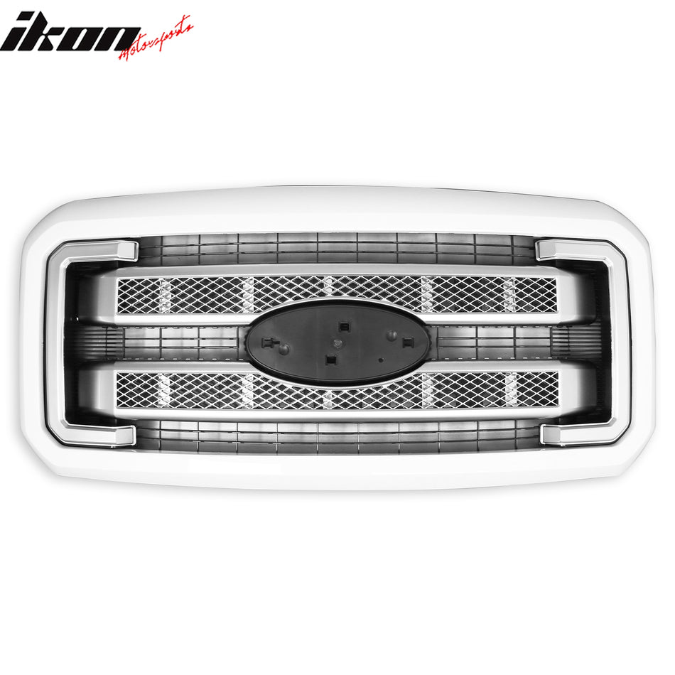 2011-2016 F-250 F-350 F-450 F-550 Super Duty Platinum Style Oxford White Pearl Nickel Grille