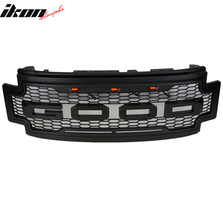 Fits 17-19 Ford F-250 F-350 R Style Front Bumper Hood Grill Grille Matte Black