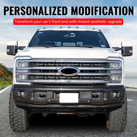 Fits 23-26 F-250 F-350 F-450 Super Duty Platinum Style Front Upper Grille Chrome