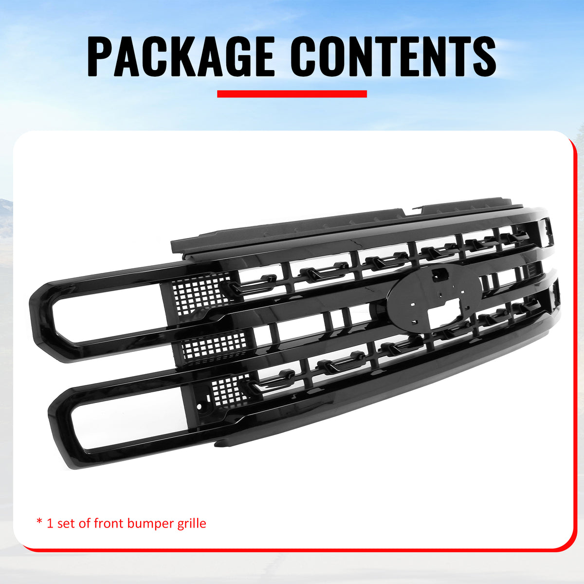 Fits 23-26 F-250 F-350 F-450 Super Duty Platinum Style Front Grille Gloss Black