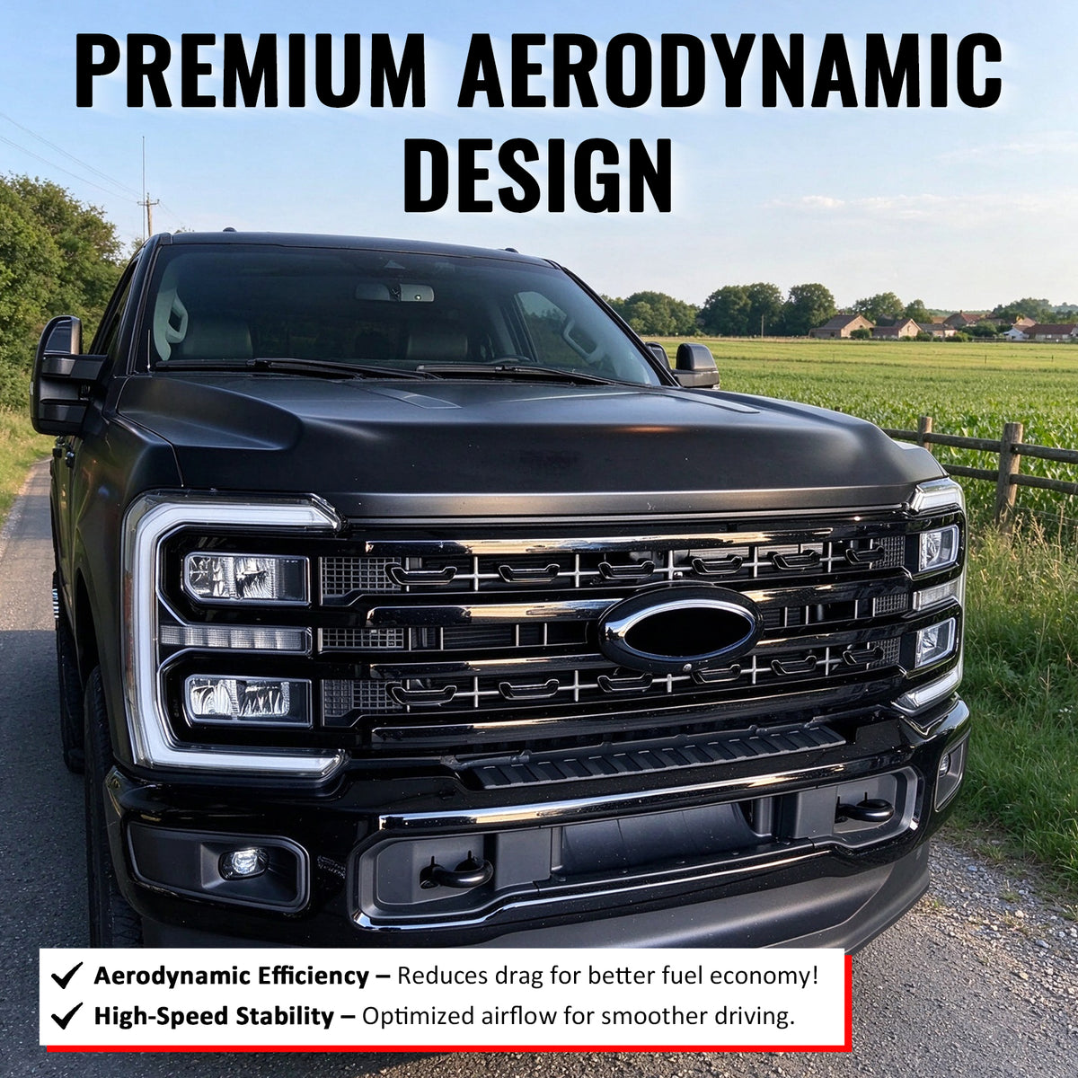 Fits 23-26 F-250 F-350 F-450 Super Duty Platinum Style Front Grille Gloss Black