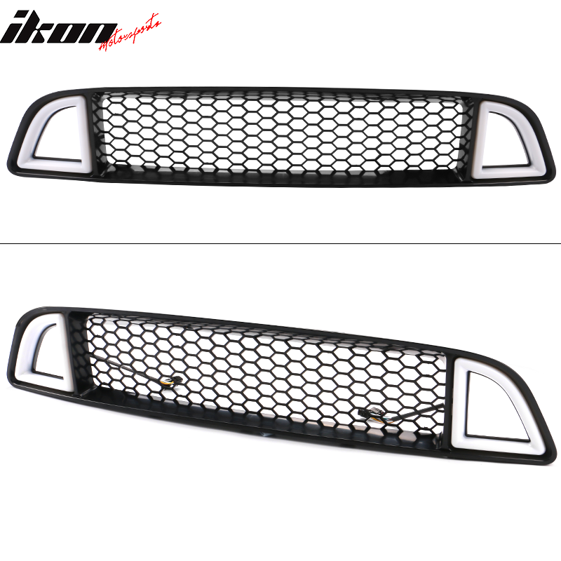 Fits 13-14 Ford Mustang Non-Shelby Front Upper LED Light Grille Honeycomb Grill