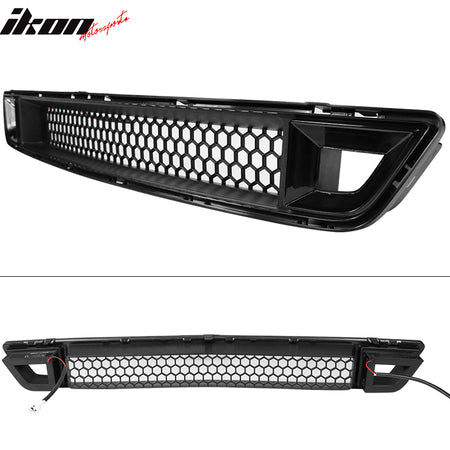 Fits 15-17 Ford Mustang IKON Style Front Lower Grille With Smoked DRL LED Light