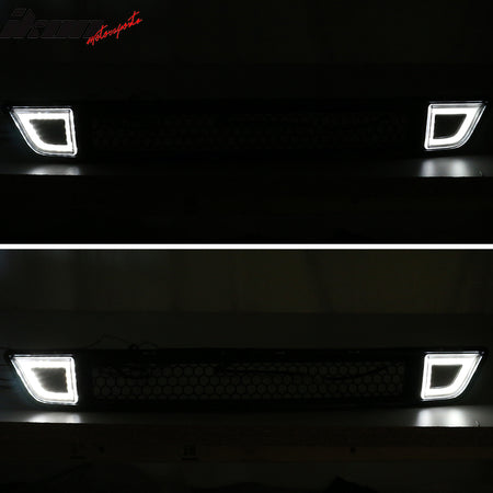 Fits 15-17 Ford Mustang IKON Style Front Lower Grille With Smoked DRL LED Light