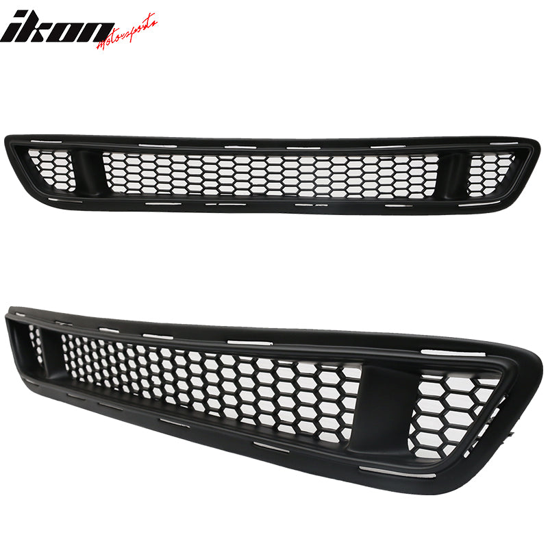 Grille Compatible With 2015-2017 Ford Mustang Except GT350/GT350R, IKON Style PP Black Front Lower Bumper Grill Hood Mesh by IKON MOTORSPORTS, 2016