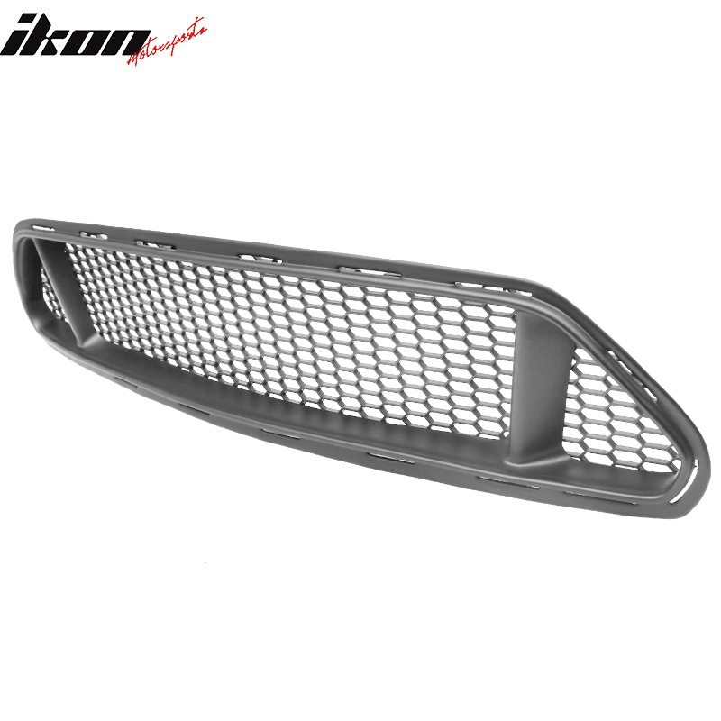 Upper Grille Compatible With 2015-2017 Ford Mustang, IKON Style PP Black Front Bumper Grill Hood Mesh by IKON MOTORSPORTS