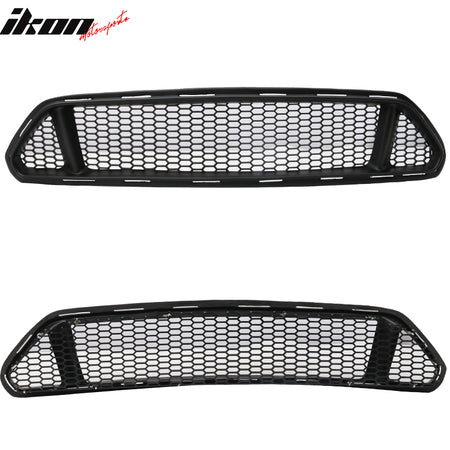 Fits 15-17 Ford Mustang IKON Style Front Upper Lower Mesh Grille Unpainted PP