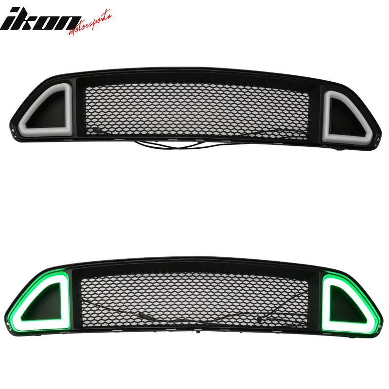 DRL Green LED Compatible With 15-17 Ford Mustang Front Hood Bumper Mesh Grill Grille