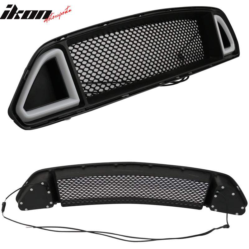 DRL Green LED Fits 15-17 Ford Mustang Front Hood Bumper Mesh Grill Grille