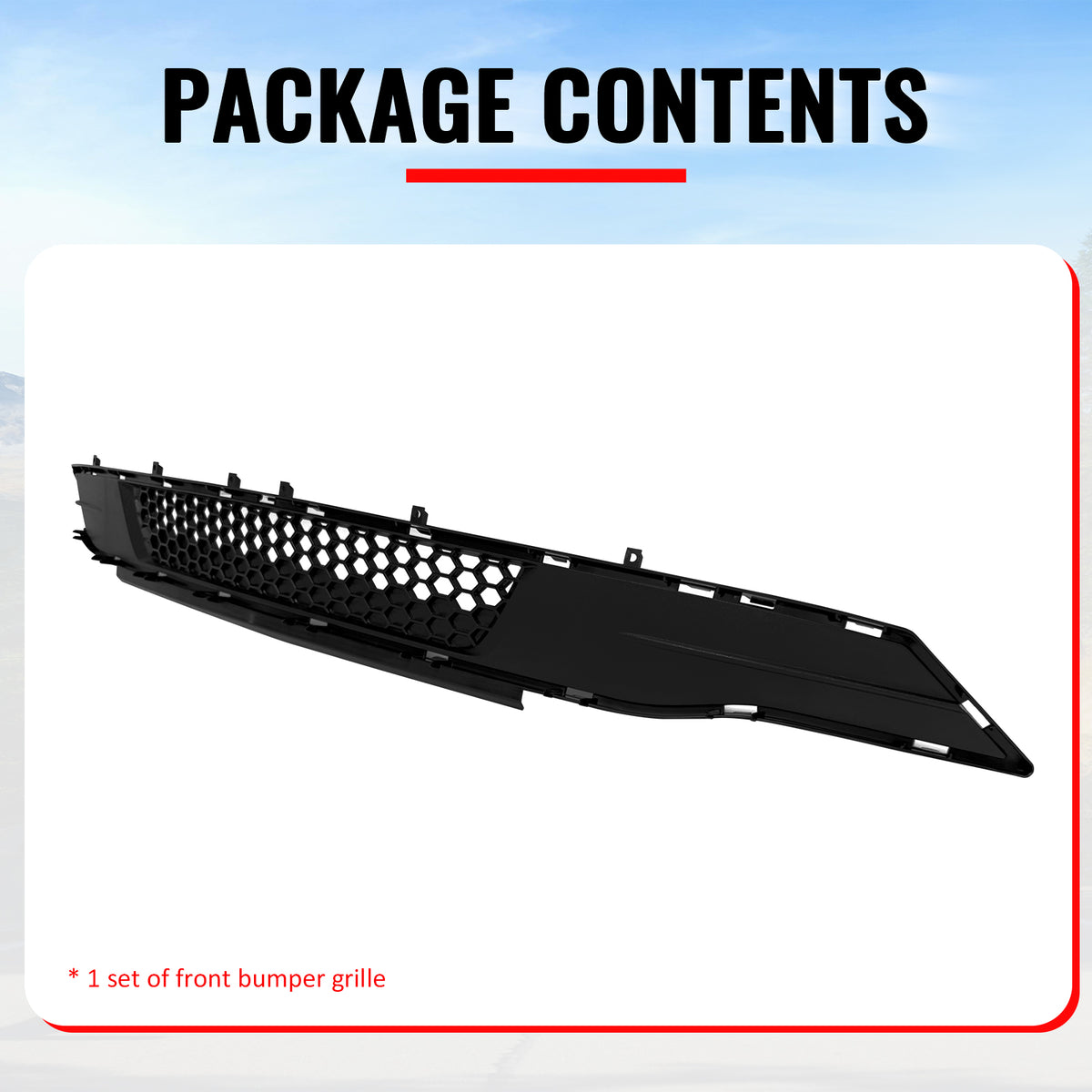 Fits 18-23 Ford Mustang IKON Style Front Bumper Lower Grille ABS Unpainted Black