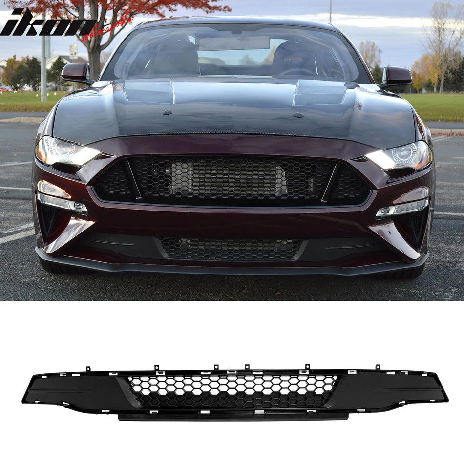 2018-2023 Ford Mustang Unpainted Black IKON Style Front Bumper Lower Grille ABS