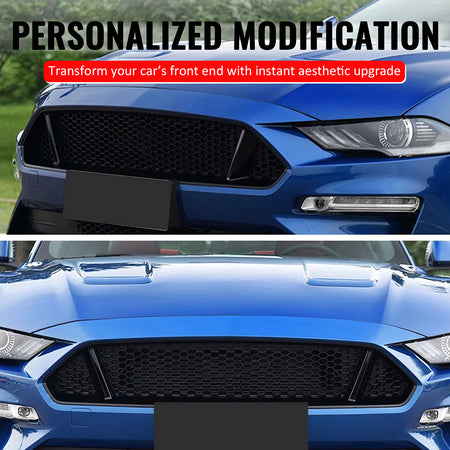 Fits 2018-2023 Ford Mustang IKON Style Front Bumper Upper Grille Unpainted ABS