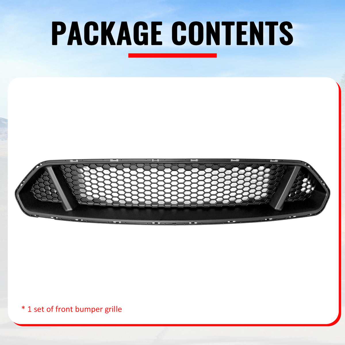Fits 2018-2023 Ford Mustang IKON Style Front Bumper Upper Grille Unpainted ABS