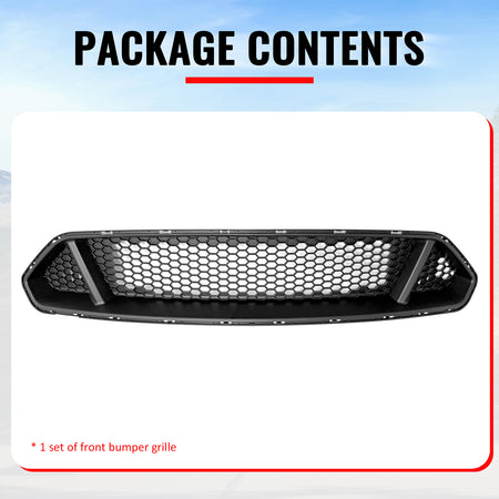 Fits 2018-2023 Ford Mustang IKON Style Front Bumper Upper Grille Unpainted ABS
