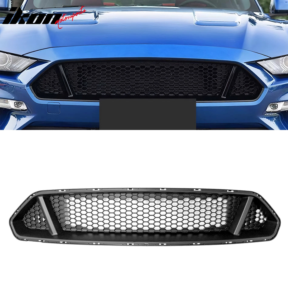 2018-2023 Ford Mustang IKON Sytle Front Bumper Upper Grille Replacement Unpainted Black ABS