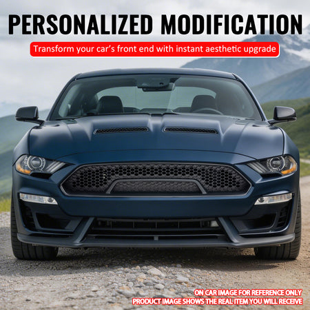 Fits 18-23 Ford Mustang Upper Grille Shelby Super Snake Style Gloss Black Guard