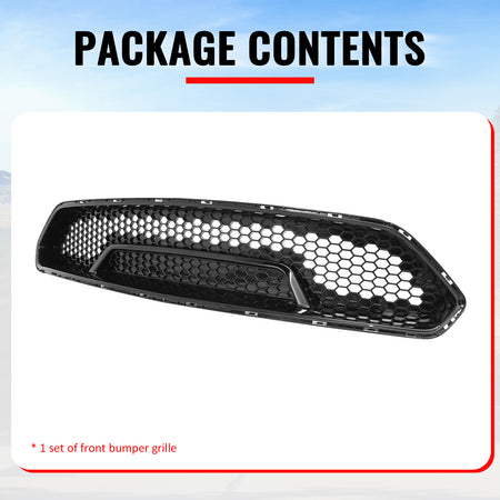 Fits 18-23 Ford Mustang Upper Grille Shelby Super Snake Style Gloss Black Guard