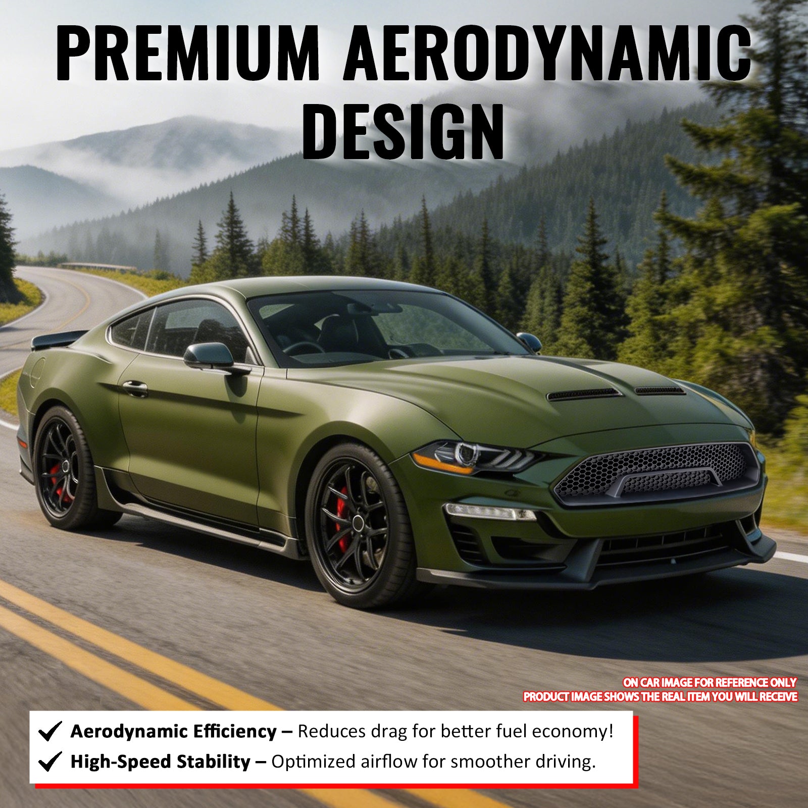 Fits 18-23 Ford Mustang Upper Grille Shelby Super Snake Style Gloss Black Guard