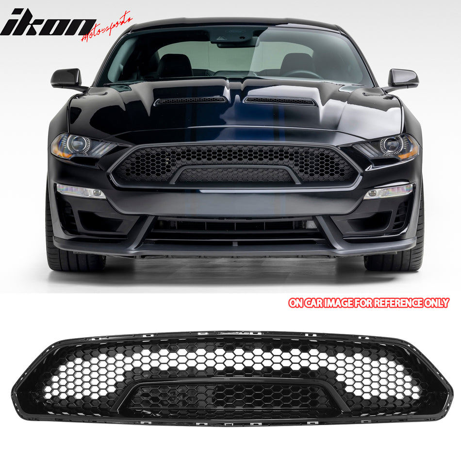 2018-2023 Ford Mustang Shelby Super Snake Style Grille Gloss Black PP Front Bumper Hood Grill Assembly