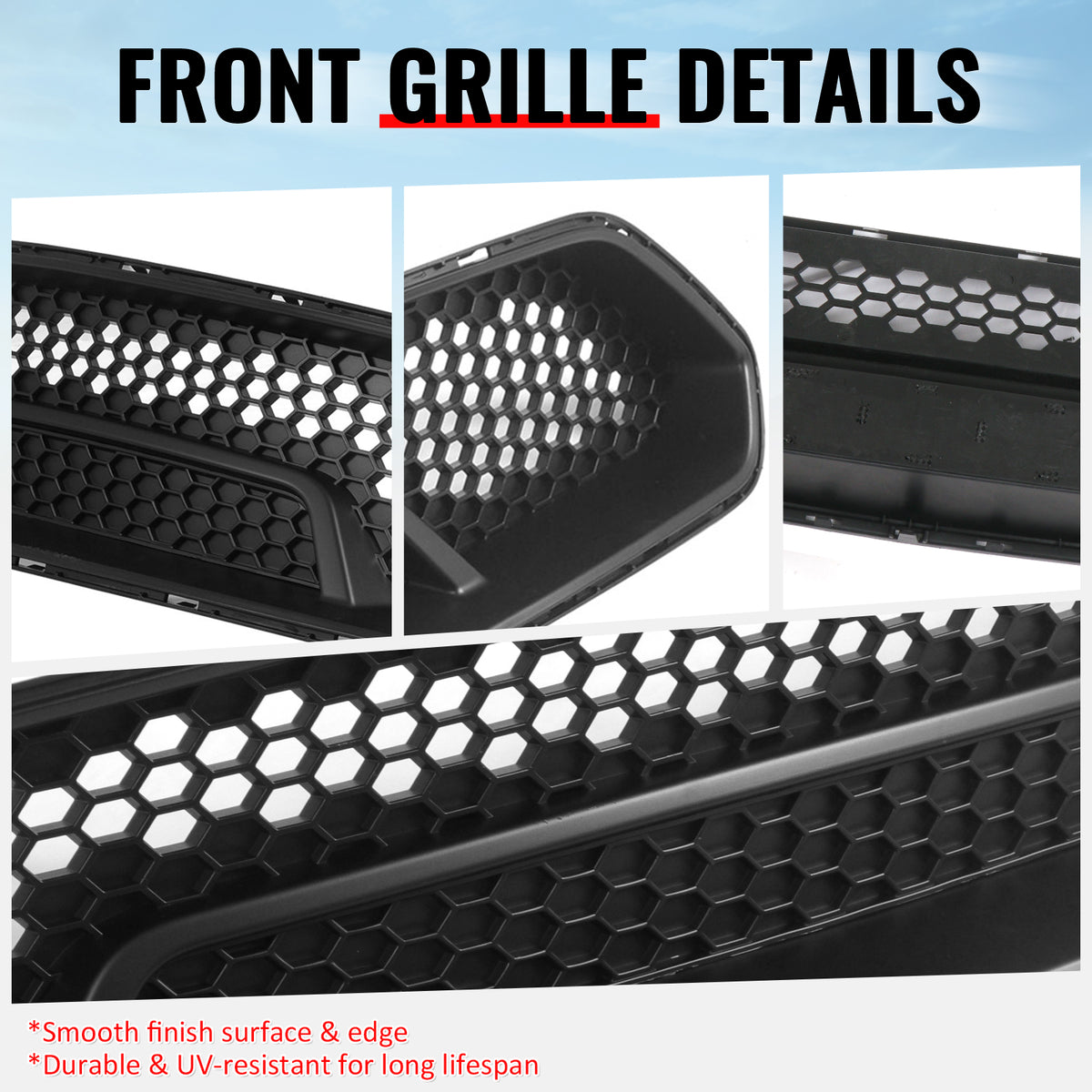 Fits 18-23 Ford Mustang Upper Grille Shelby Super Snake Style Matte Black Guard