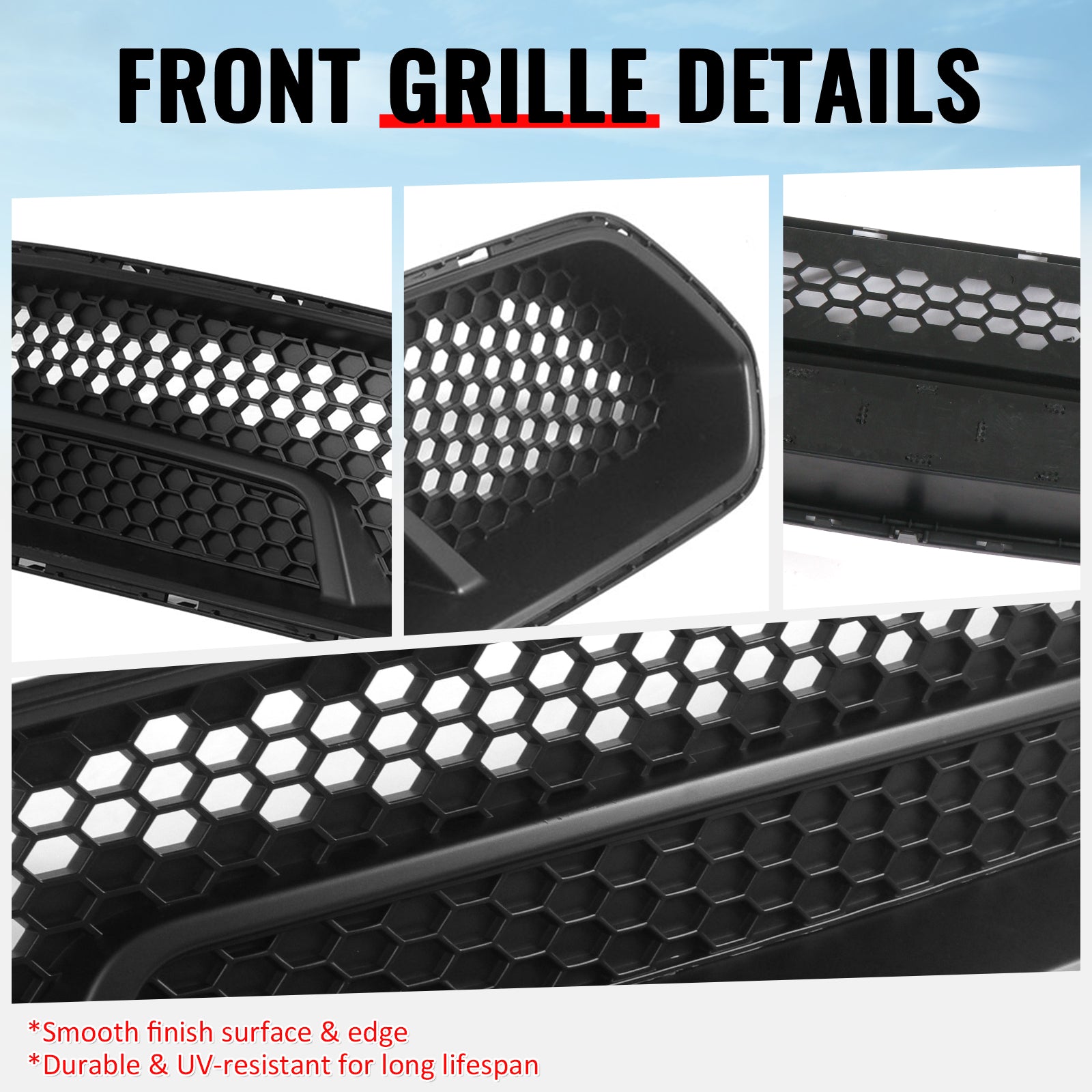 Fits 18-23 Ford Mustang Upper Grille Shelby Super Snake Style Matte Black Guard