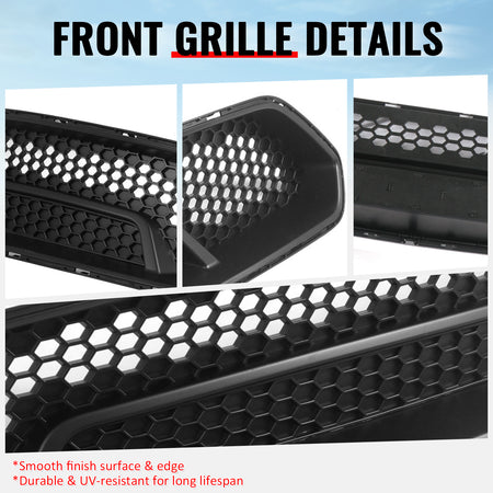 Fits 18-23 Ford Mustang Upper Grille Shelby Super Snake Style Matte Black Guard