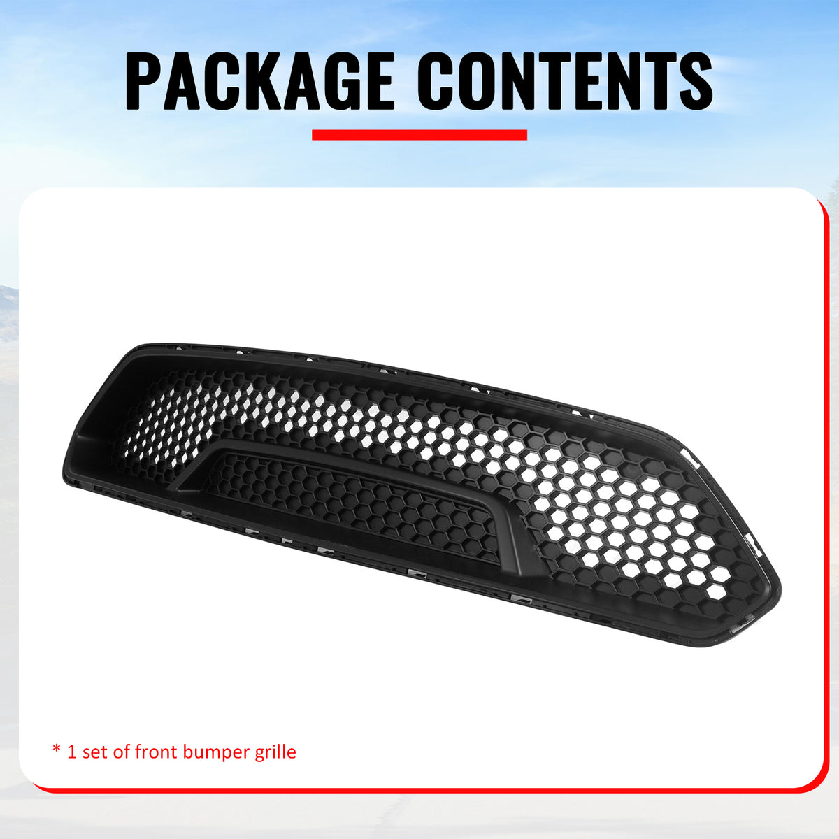 Fits 18-23 Ford Mustang Upper Grille Shelby Super Snake Style Matte Black Guard