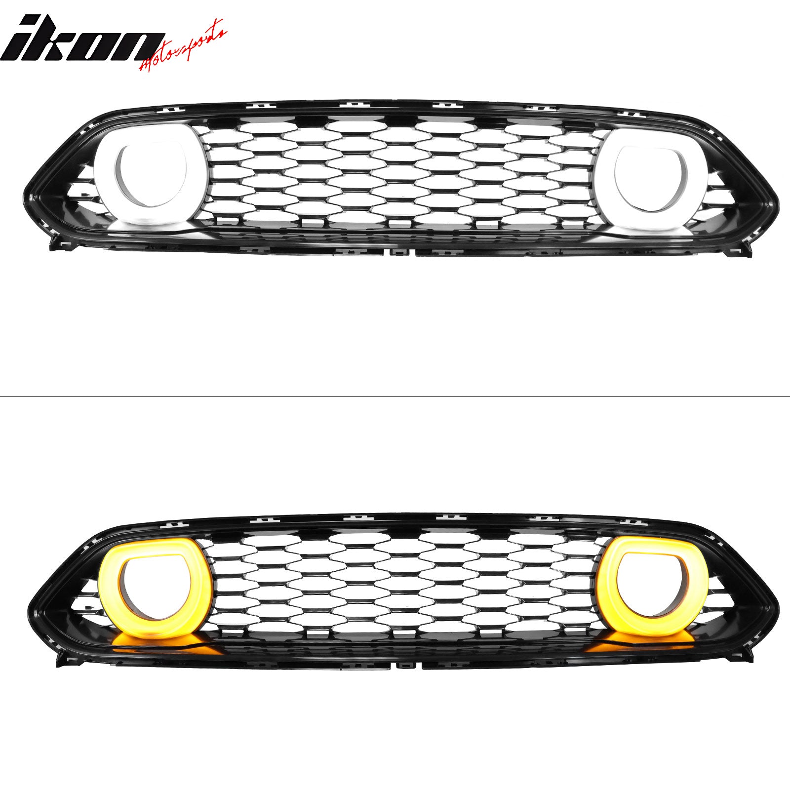 For 21-23 Ford Mustang Mach 1 ABS Front Upper Mesh Grille W/ DRL LED Signal Lamp
