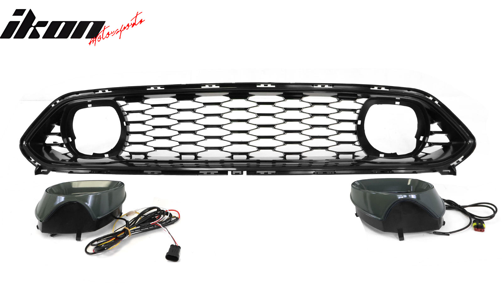 IKON MOTORSPORTS, Front Upper Grille W/ Lamp Compatible With 2021