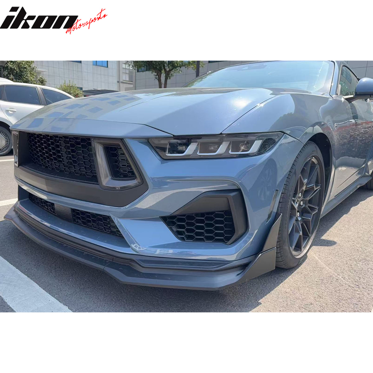 Fits 24-26 Ford Mustang Front Upper LED Grille Gloss Black ABS Assembly V2 Style