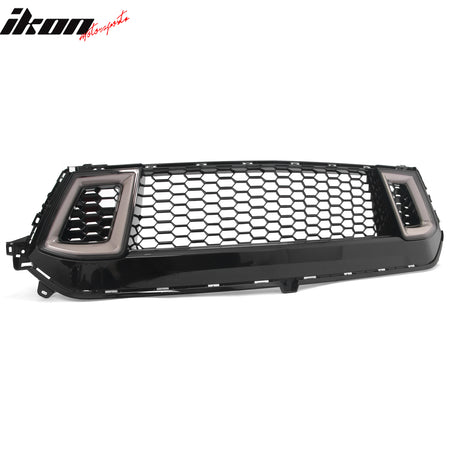 Fits 24-26 Ford Mustang Front Upper LED Grille Gloss Black ABS Assembly V2 Style