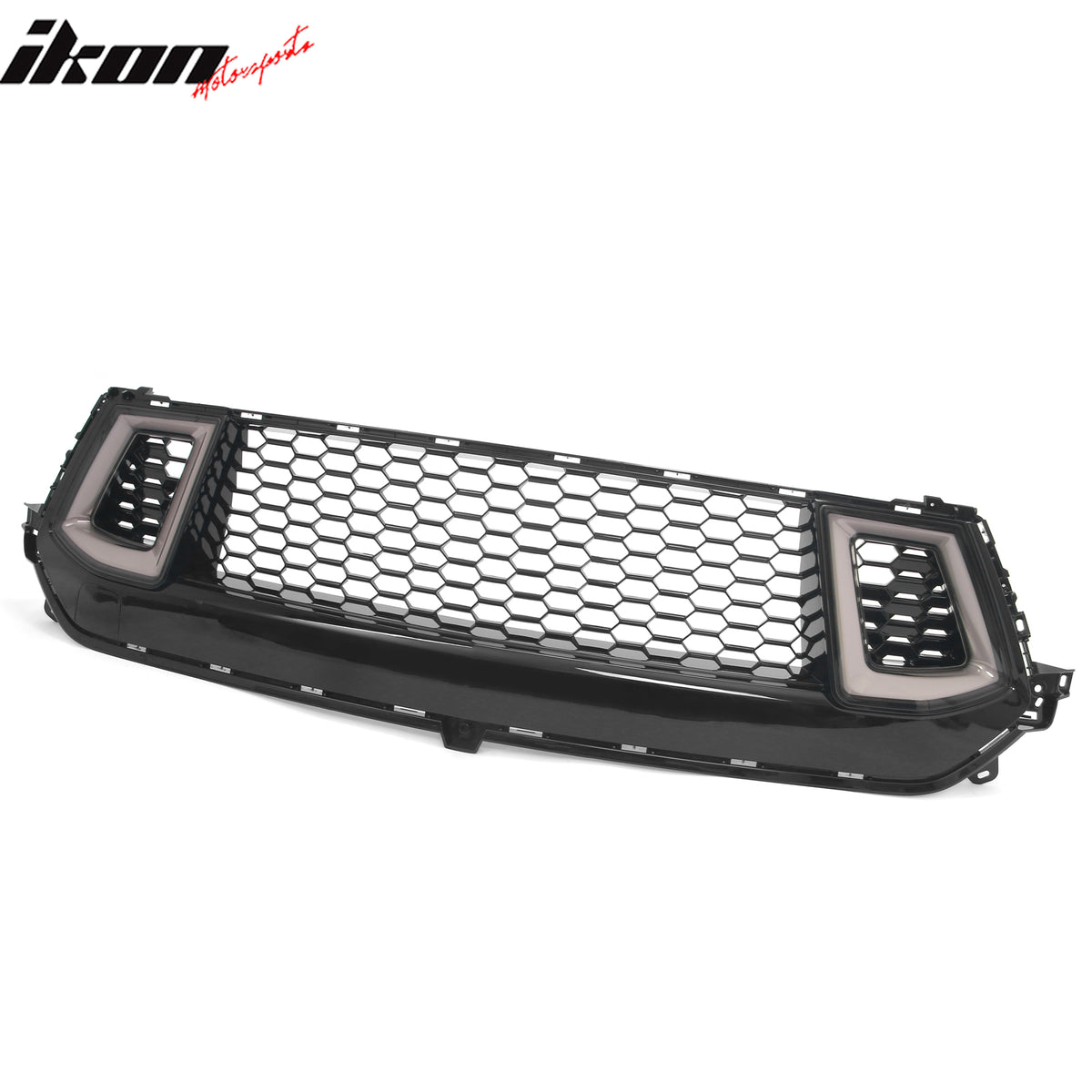 Fits 24-26 Ford Mustang Front Upper LED Grille Gloss Black ABS Assembly V2 Style