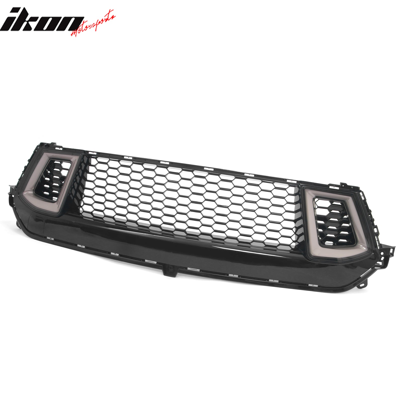 Fits 24-26 Ford Mustang Front Upper LED Grille Gloss Black ABS Assembly V2 Style